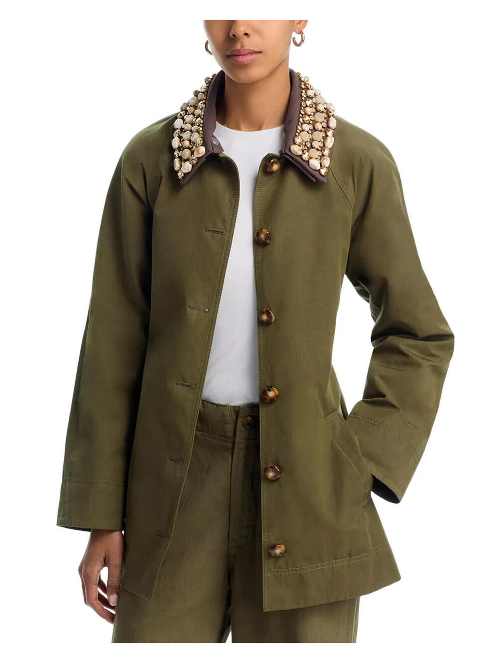 NEW, Veronica Beard Langham Waxed Belted Dickey Coat in Army Sz S #SJ2331 - Picture 3 of 12